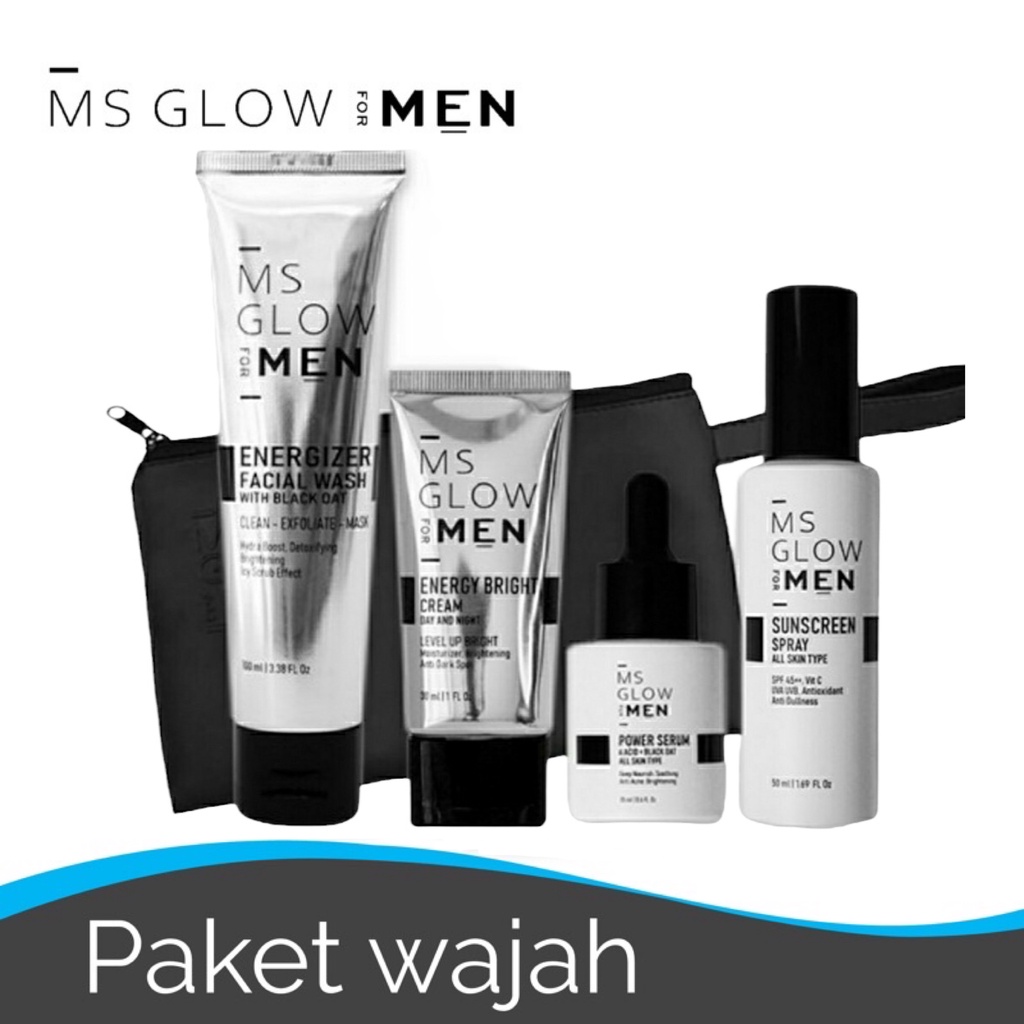 Jual Paket Wajah Ms Glow Men Lengkap Energizer Facial Wash Energy Bright Cream Day And Night