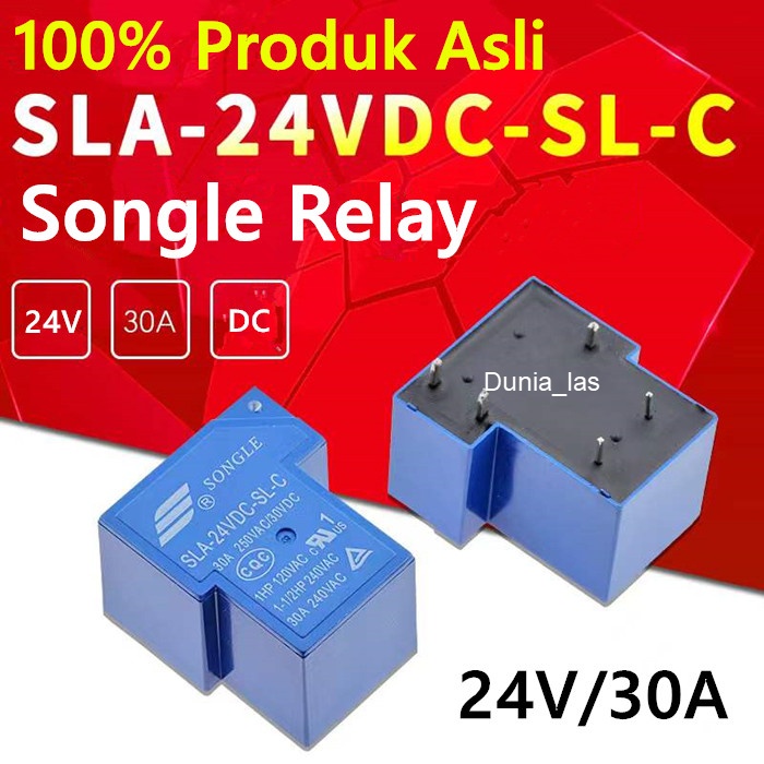 Jual Relay Songle SLA-24VDC-SL-C 24V DC 30A 24 Volt Riley Relay kodok 5 ...