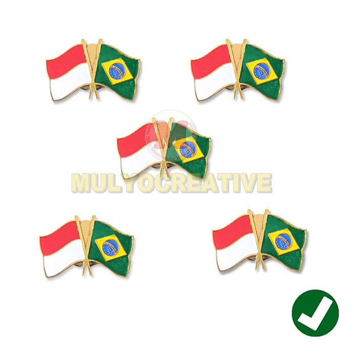 Jual Pin Bendera Persahabatan Indonesia Brazil Cross Flag Pin Magnet Shopee Indonesia