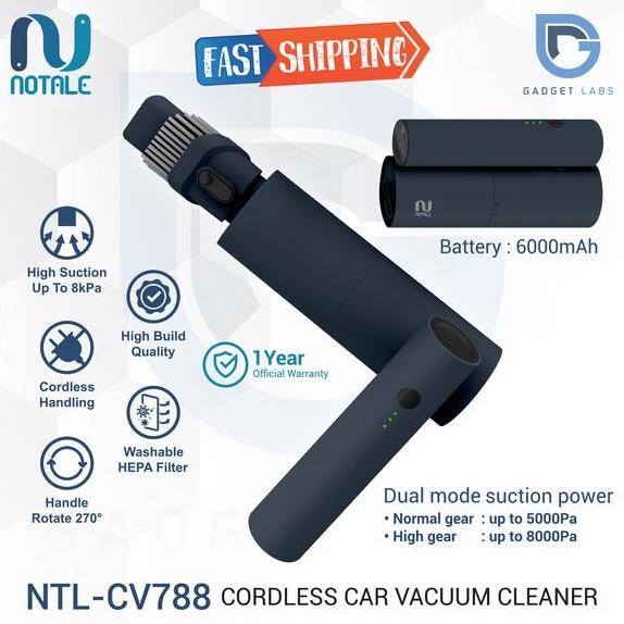 Jual Notale Car Vacuum Cleaner Portable Wireless 8000kPa Vacuum Mobil