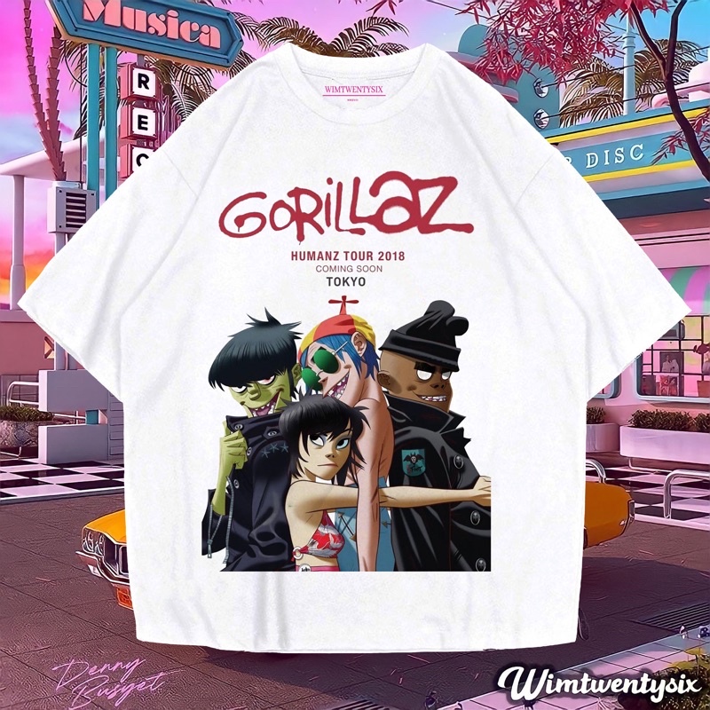 Jual KAOS BAND GORILLAZ HUMANZ TOUR VINTAGE TEE (OVERSIZE WHITE T-SHIRT ...