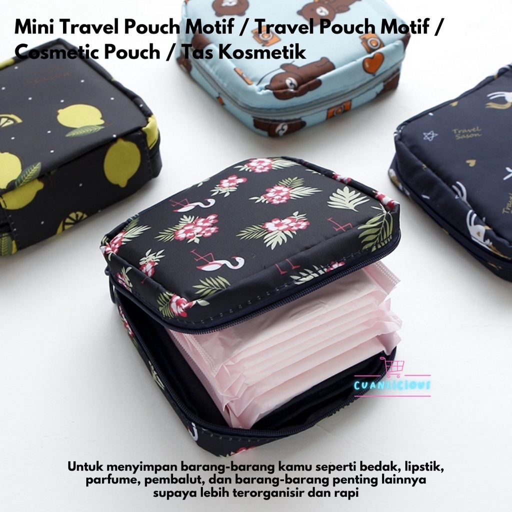 Jual Mini Travel Pouch Motif / Travel Pouch Motif / Cosmetic Pouch