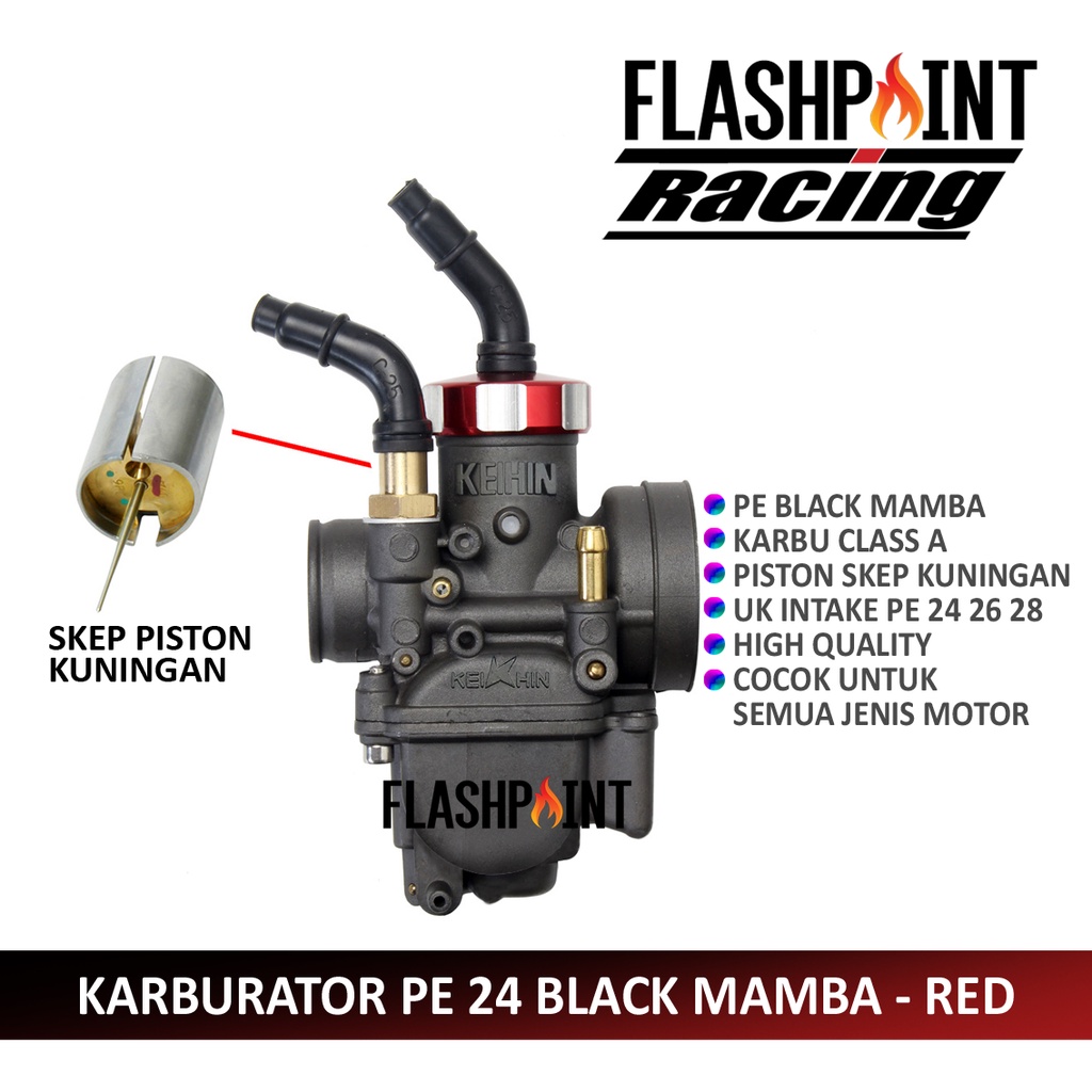 Jual (BISA COD) KARBURATOR KEIHIN OEM PE 24 26 28 BLACK MAMBA RED GOLD ...