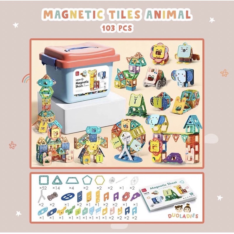 Jual Magnetic tiles animal (103pcs) | Shopee Indonesia