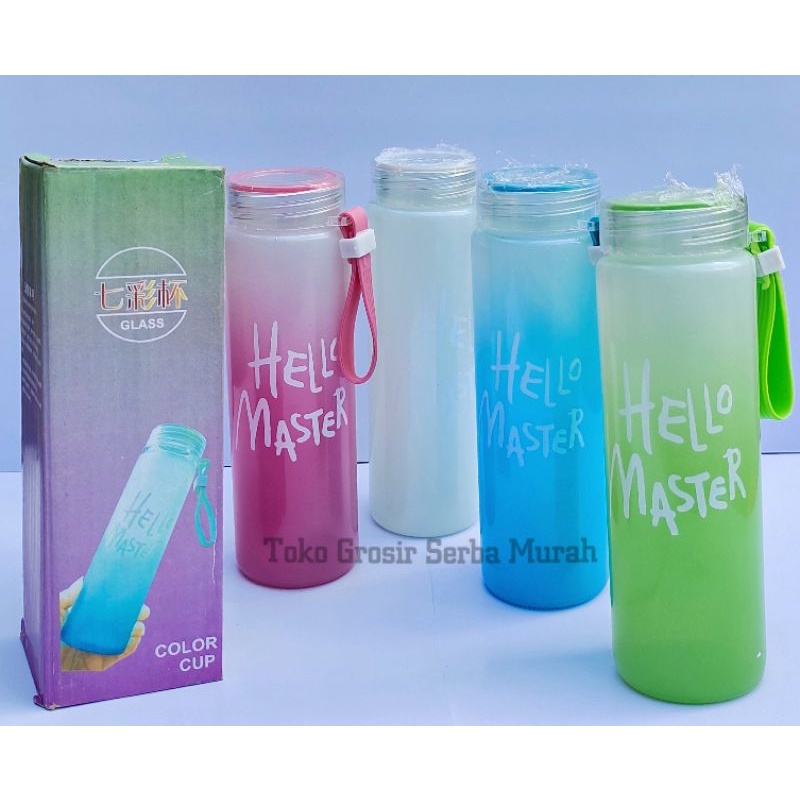 Jual TERMURAH Botol Minum Kaca Hello Master 450m Botol Slim Warna ...