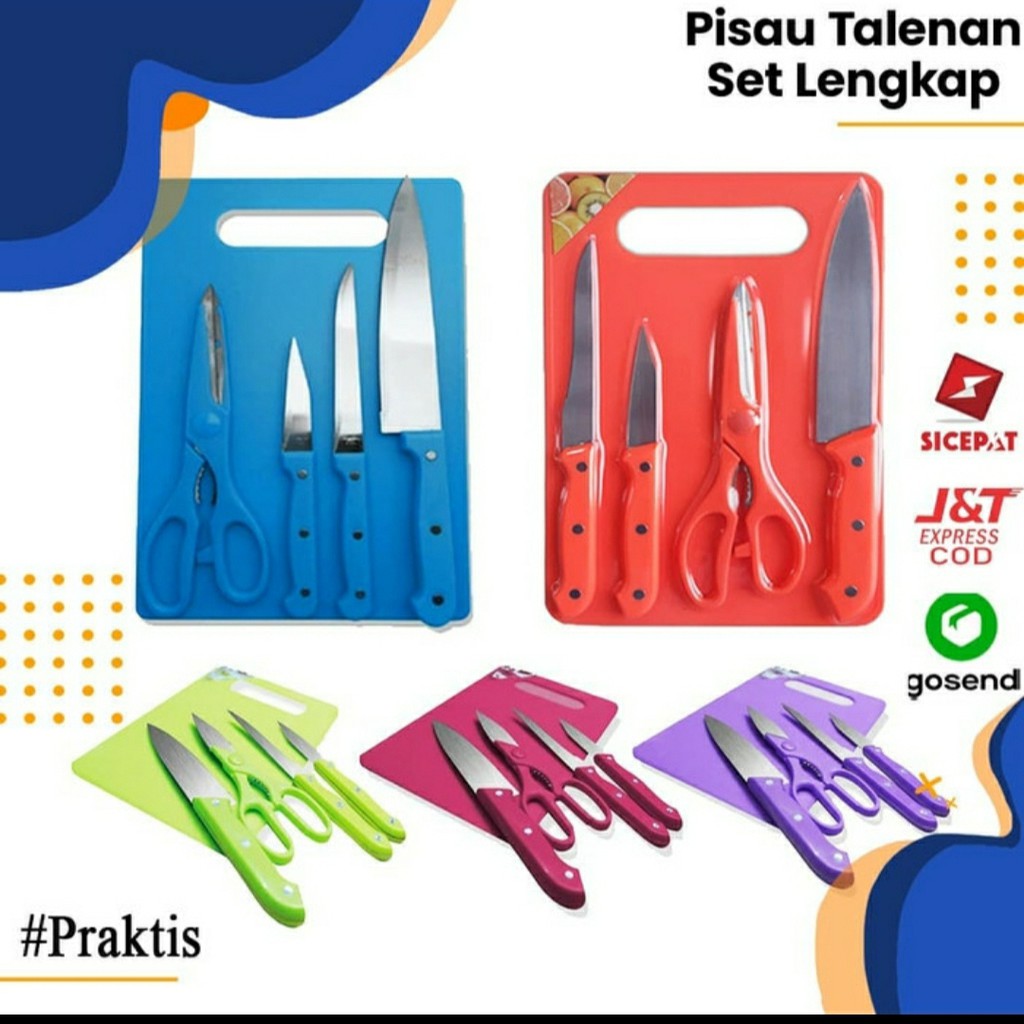 Jual TALENAN SET 5 IN 1 / Talenan set 5pcs Gunting Pisau Dapur Roti ...