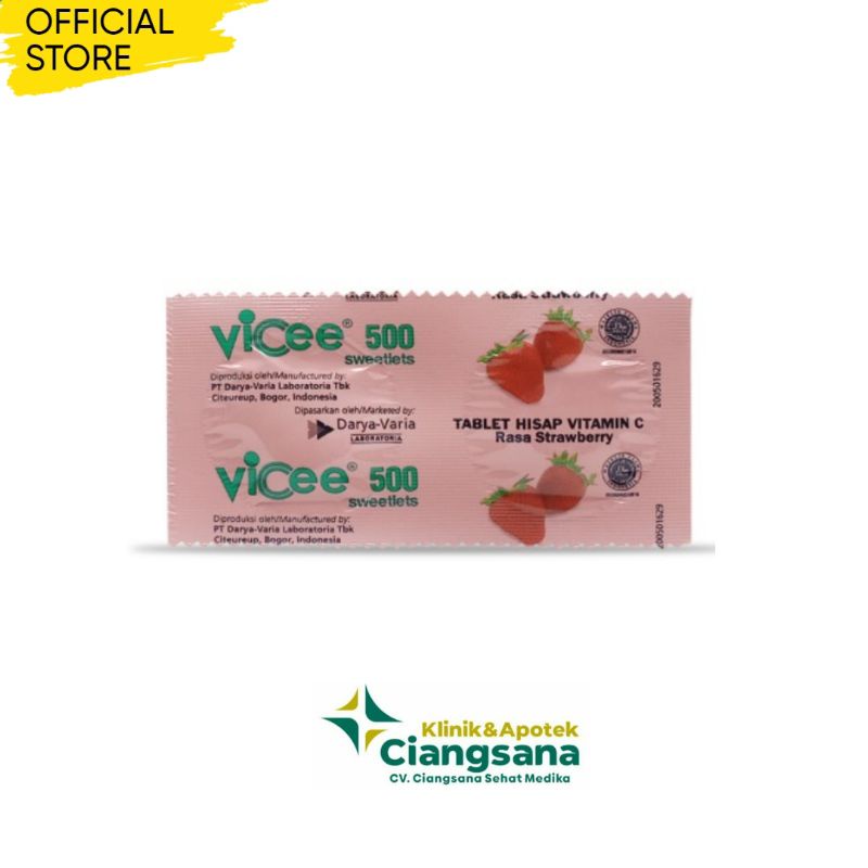 Jual VICEE 500 TABLET RASA STRAWBERRY 1 STRIP @2 TABLET | Shopee Indonesia