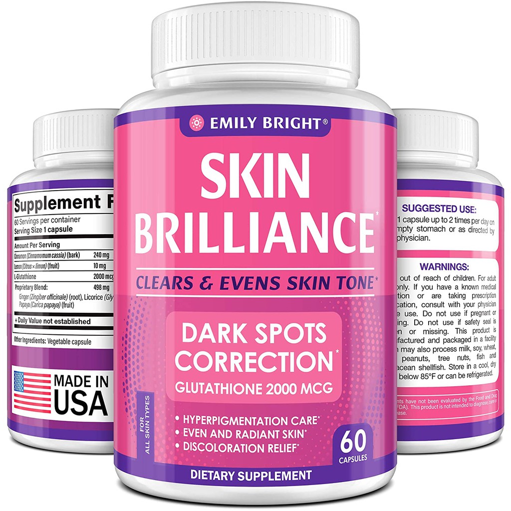 emily bright skin whitening glutathione Jual [ORI USA] Brilliance - 60 Caps Skin Biology – Prakash