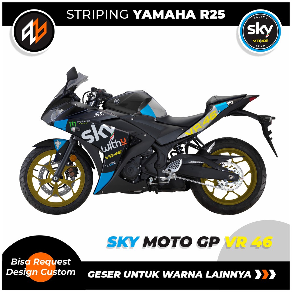 Jual STRIPING R25 SKY VR 46 STOCK DECALS / STIKER YAMAHA R25 LIST ...