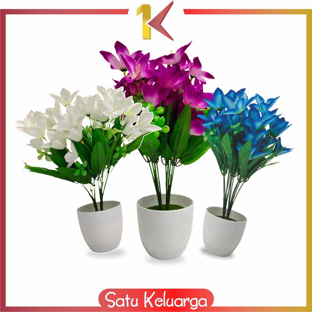 Jual SK-C548 Pot Bunga Hias Ornamen Bunga Lily Artificial Plastik Bunga ...
