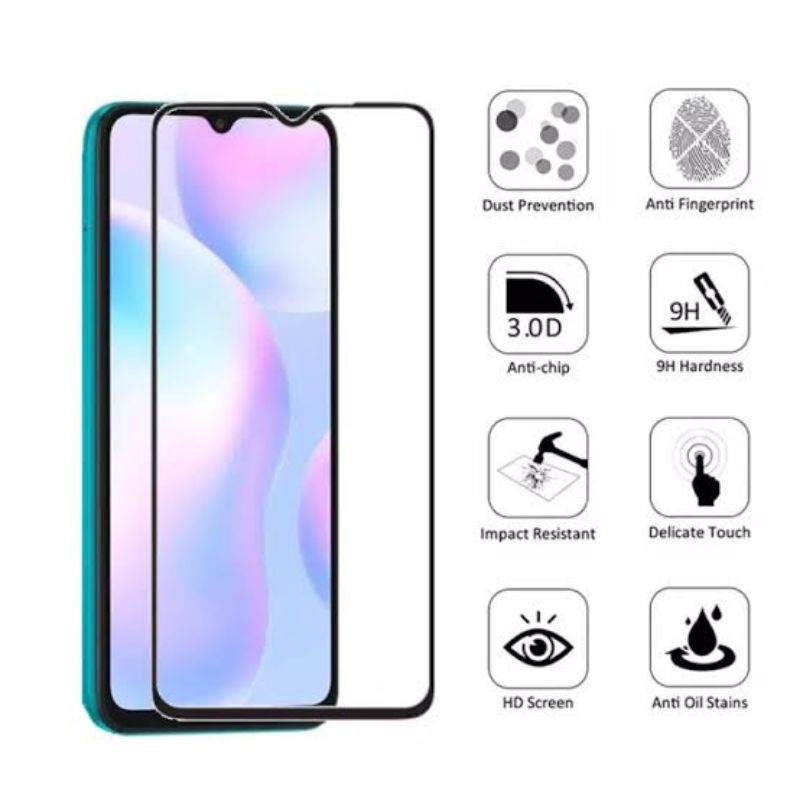 Jual Tempered Glass Full Lem Full Layar REDMI 9/9A/9C/9T/REDMI NOTE 7 ...