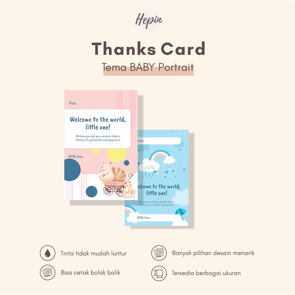 Jual Thank You Card BABY Hampers Kartu Terima Kasih Murah