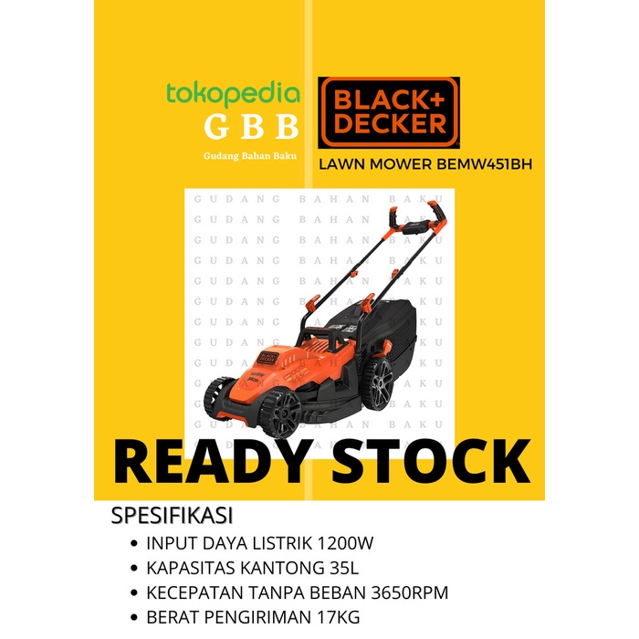 Jual Mesin potong rumput dorong listrik Black Decker BEMW451BH | Shopee ...
