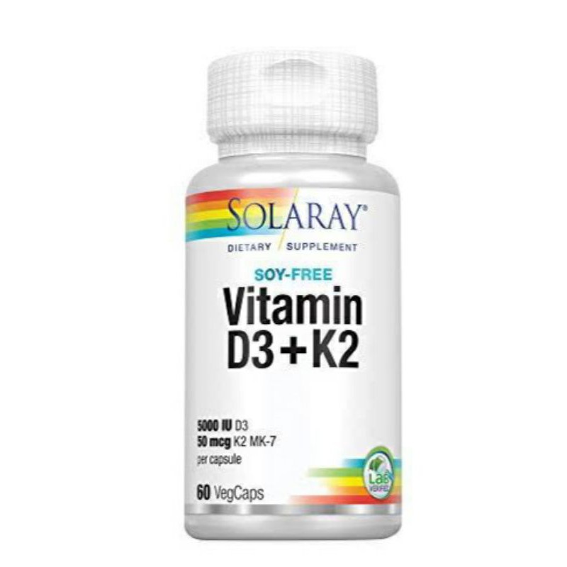 Jual Solaray Vitamin D3 + K2 5000 IU 50 Mcg isi 60 & 120 VegCaps