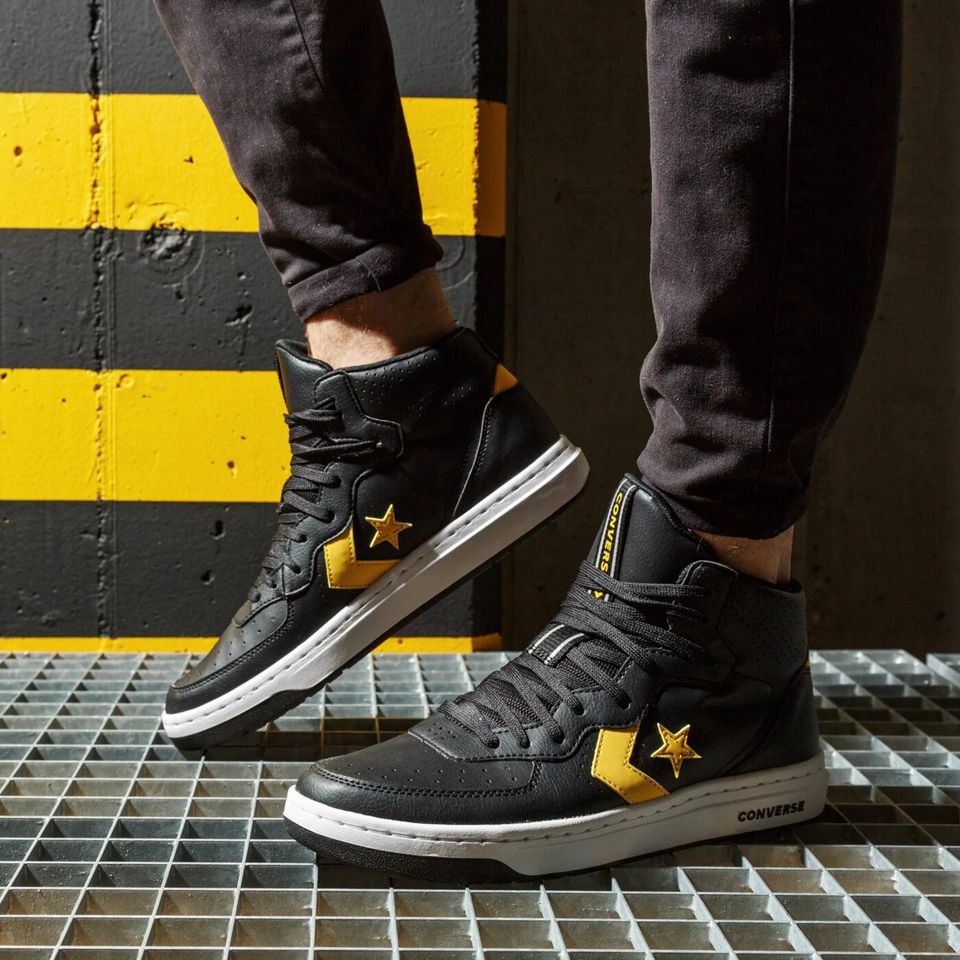 Jual Sepatu Converse Rival Mid Leather Black Amarillo Men Sneaker Casual Style Basket Skate Original 100 Shopee Indonesia