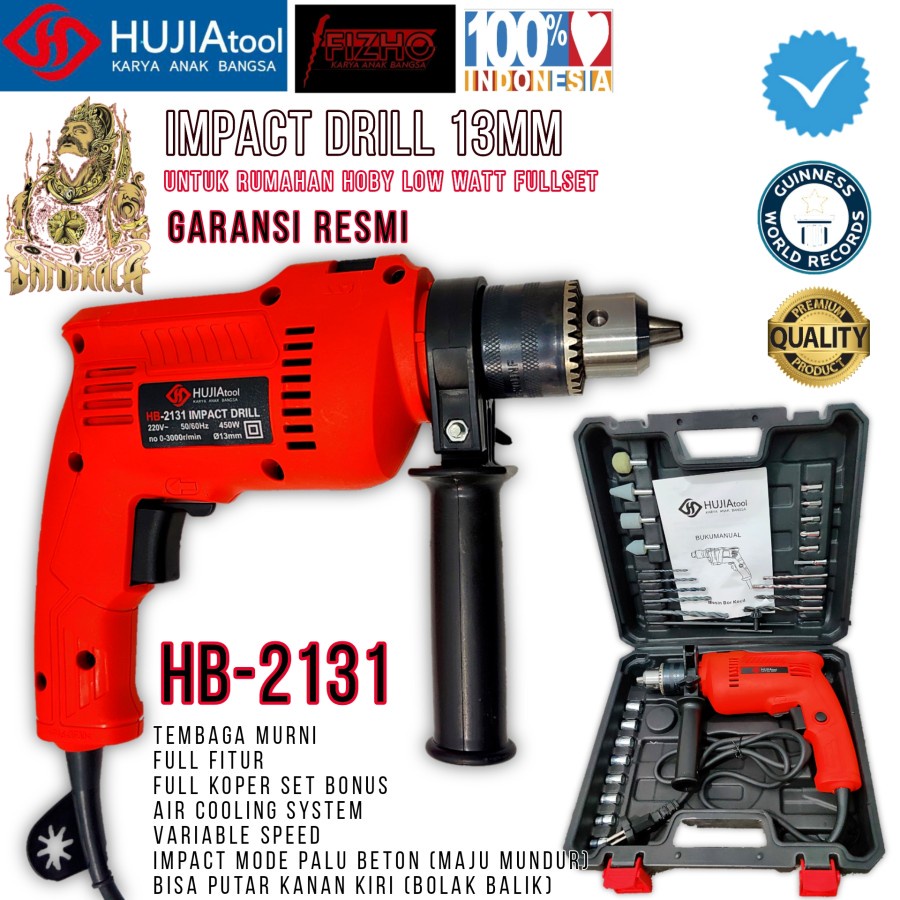 Jual Mesin Bor Set Mm Impact Drill Hujia Hb Besi Kayu Tembok Shopee Indonesia