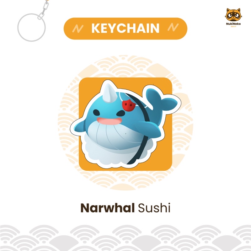 Jual Narwhal Sushi / Childe Whale Genshin Impact Keychain / Gantungan