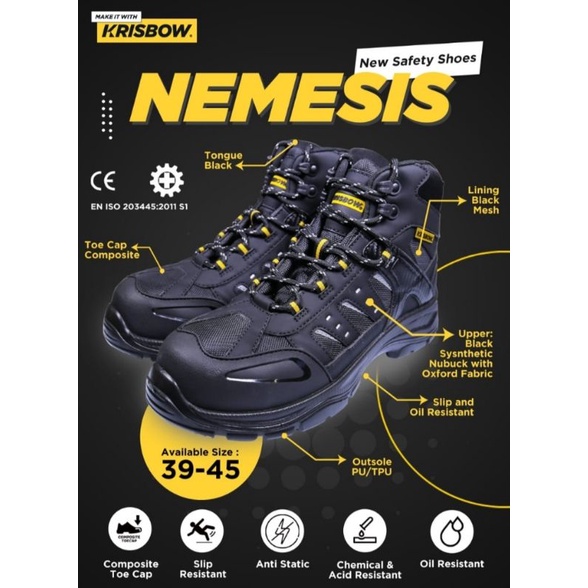 Jual Krisbow Sepatu Safety Nemesis 6inci Hitam Shopee Indonesia