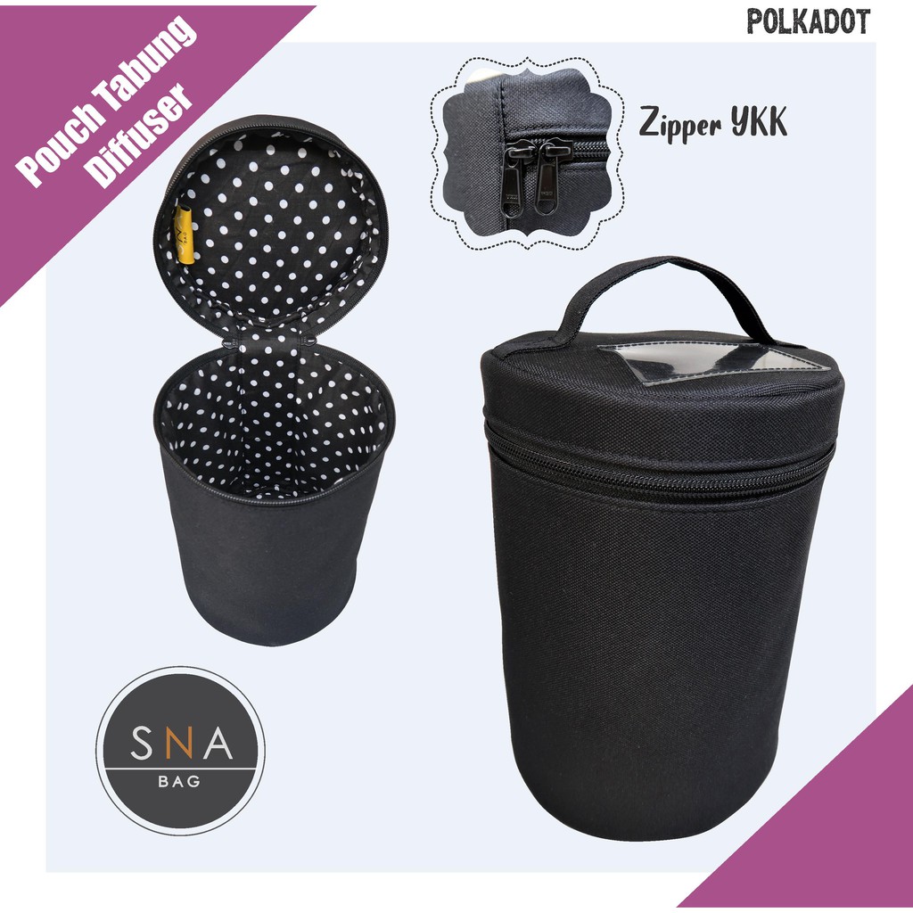 Jual Tas Pouch Tabung Diffuser Essential Oil Hitam Polkadot | Shopee ...