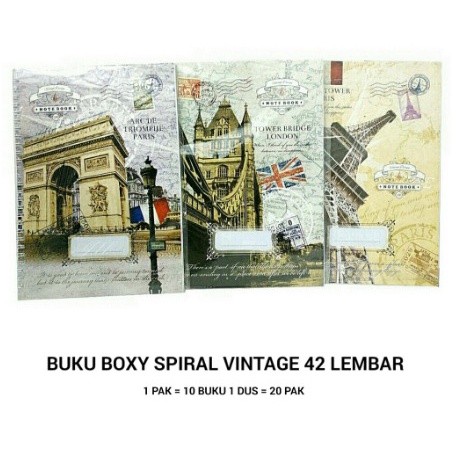 Jual Buku Boxy Spiral Vintage 42 Lembar/Notebook Spiral/Buku Spiral ...