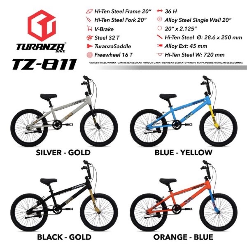 Jual Sepeda BMX Turanza TZ-811 ban 20 inch | Shopee Indonesia
