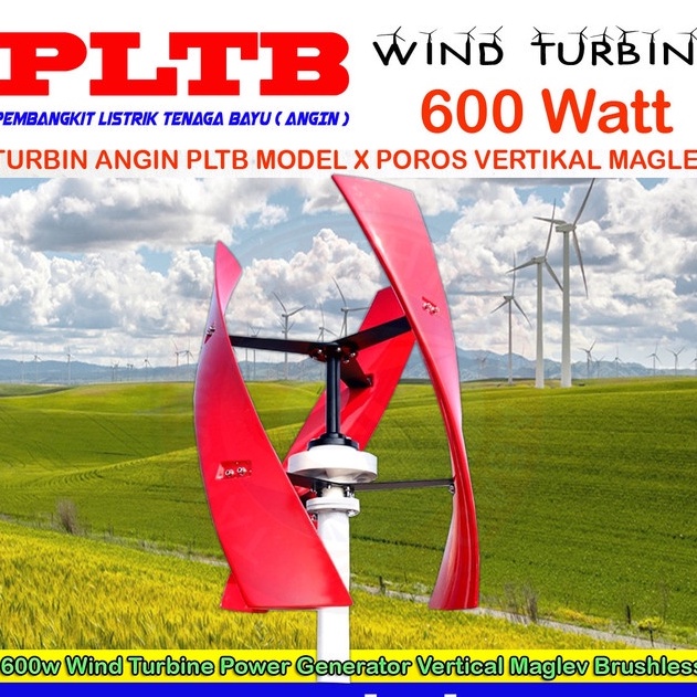 Jual 600w Kincir Angin Wind Turbine Pltb Poros Vertikal Maglev Model X Shopee Indonesia 1269