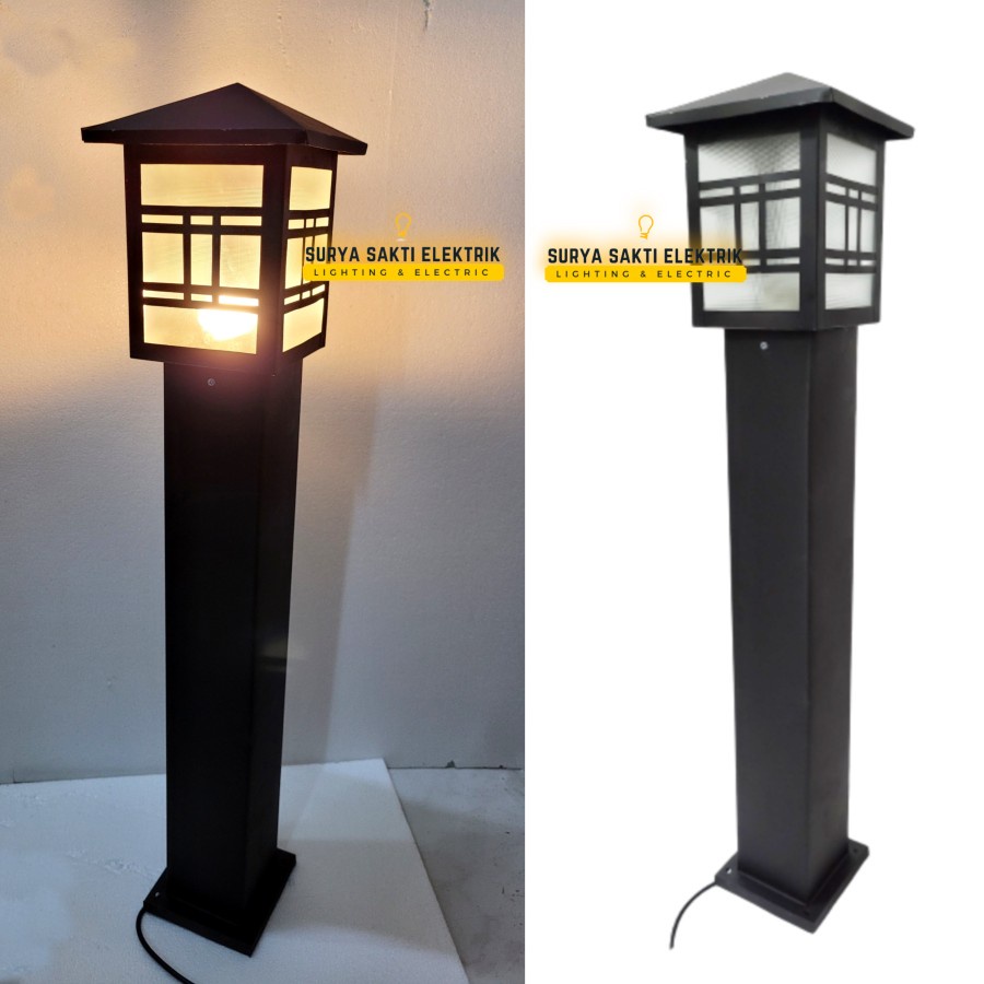 Jual Lampu Hias Taman Minimalis Kotak Standing Lengkap Tiang Outdoor