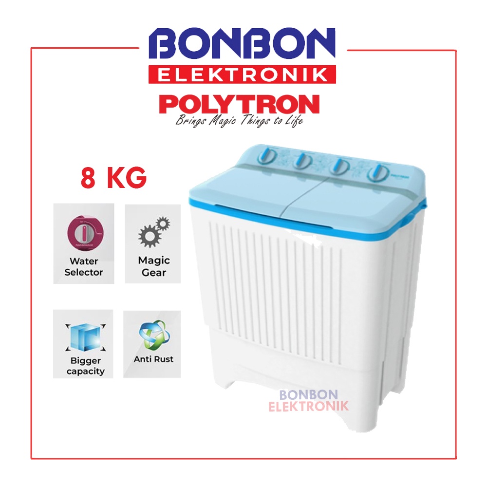 Jual Polytron Mesin Cuci 2 Tabung 8KG PWM-8073B / PWM 8073 B / PWM8073 ...