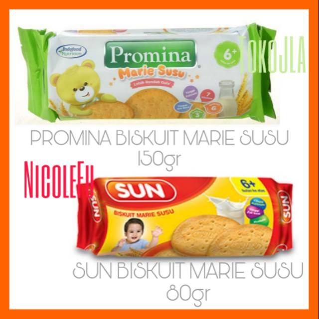 Jual PROMINA Biskuit Marie Susu 150gr / SUN Biskuit Marie Keju, Susu ...
