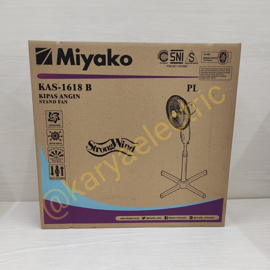 Jual KIPAS ANGIN MIYAKO GARANSI BERDIRI / STAND FAN KAS-1618B / KAS