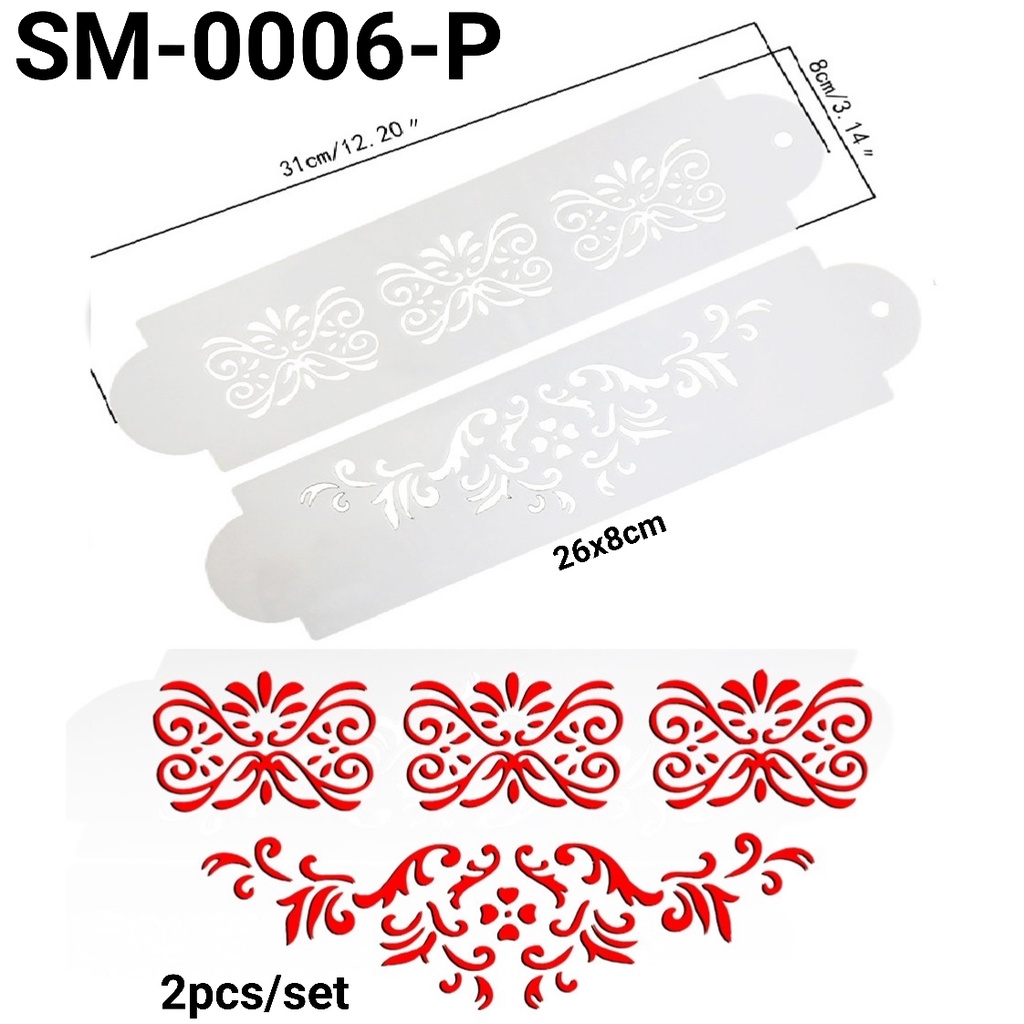 Jual GR-SM-0006 Cake stencil stensil kue motif ukiran batik lace renda ...