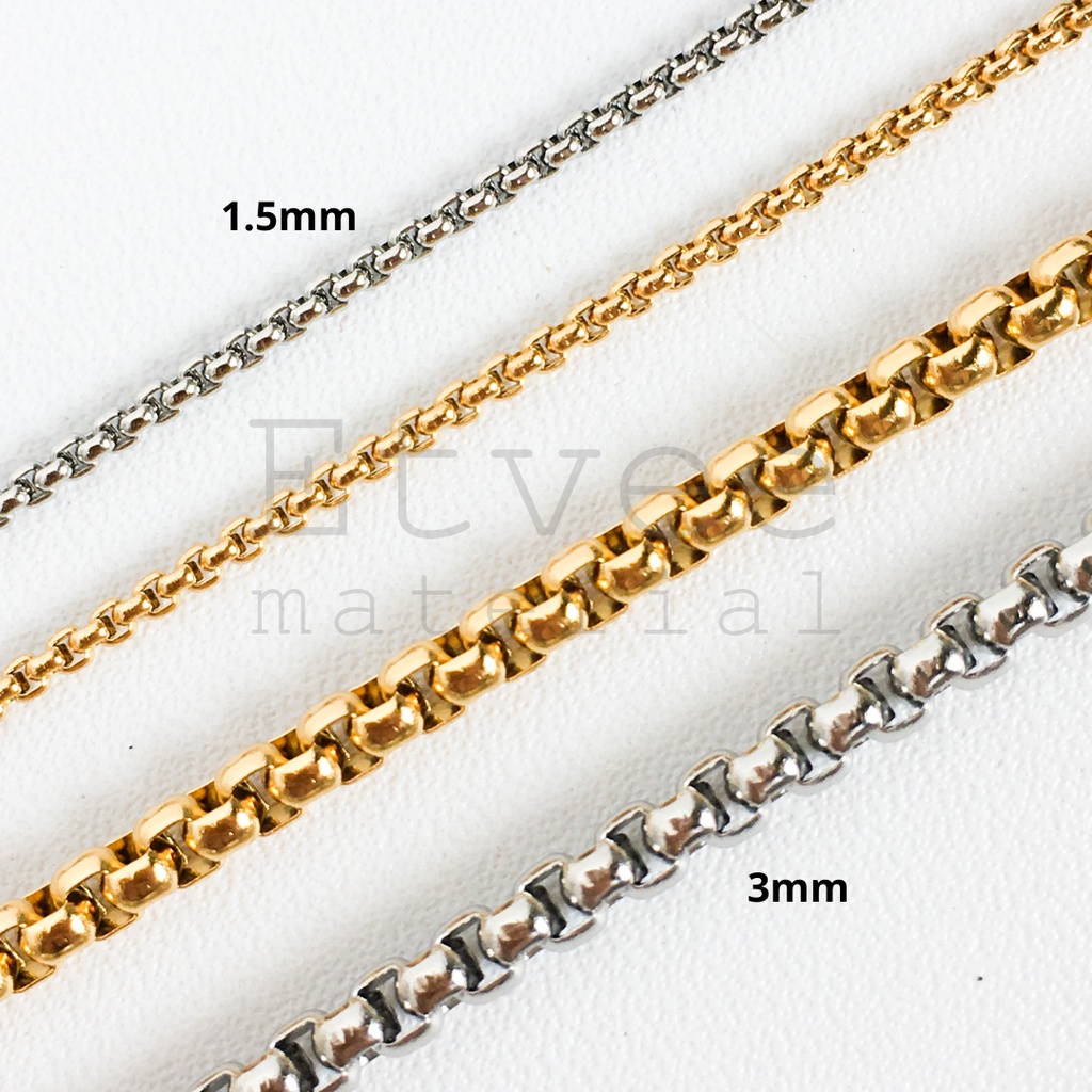 Jual (METERAN) square pearl chain rantai rolo kalung gelang STAINLESS ...