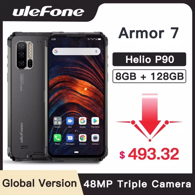 Ulefone armor 7 IP68 Smartphone Rugged Android 9.0 NFC Helio P90 Octa Core  6.3 “8GB + 128GB 48MP 4G”