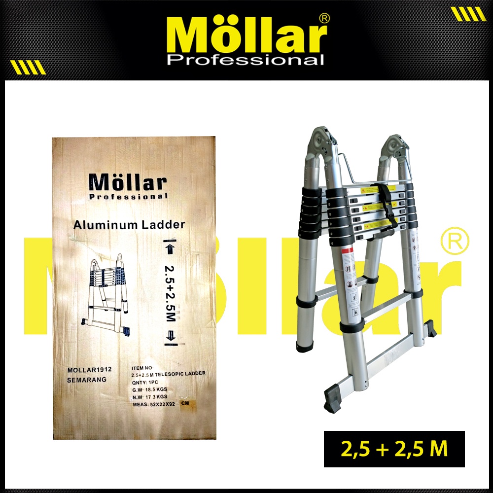Jual MOLLAR Tangga Lipat A Teleskopik 2.5 + 2.5 Meter Telescopic Ladder ...