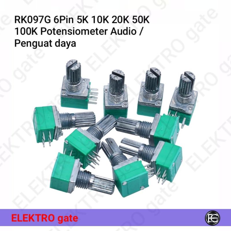 10 Potenziometri Doppi RK097G 50K (B50K) - 15mm, 6 Pin, Per Circuiti Audio - Foto 1
