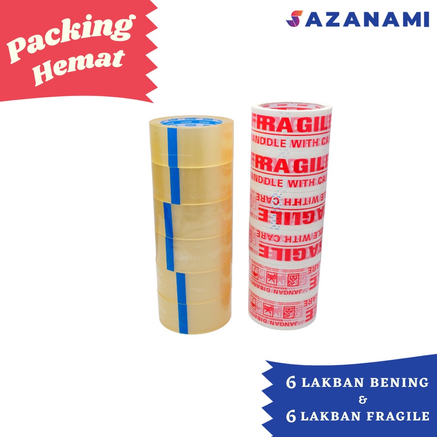 Jual PACKING HEMAT 2C 6 ROLL LAKBAN BENING 90Y + 6 ROLL LAKBAN FRAGILE ...