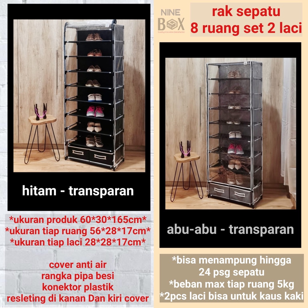 Jual Nine Box Rak Sepatu Minimalis 9 Ruang Dengan 2 Laci Rak Sepatu Transparant Rak Sepatu