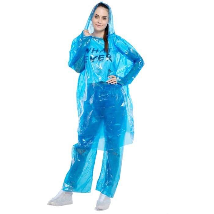 Jual Jas Hujan Plastik Ldpe Jaket Baju Celana Setelan Disposable Raincoat Enteng Kecil Shopee