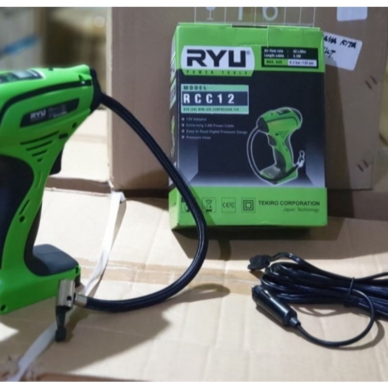 Jual Ryu Mesin Pompa Angin Ban Mini Digital RCC12 Air Compressor RYU ...