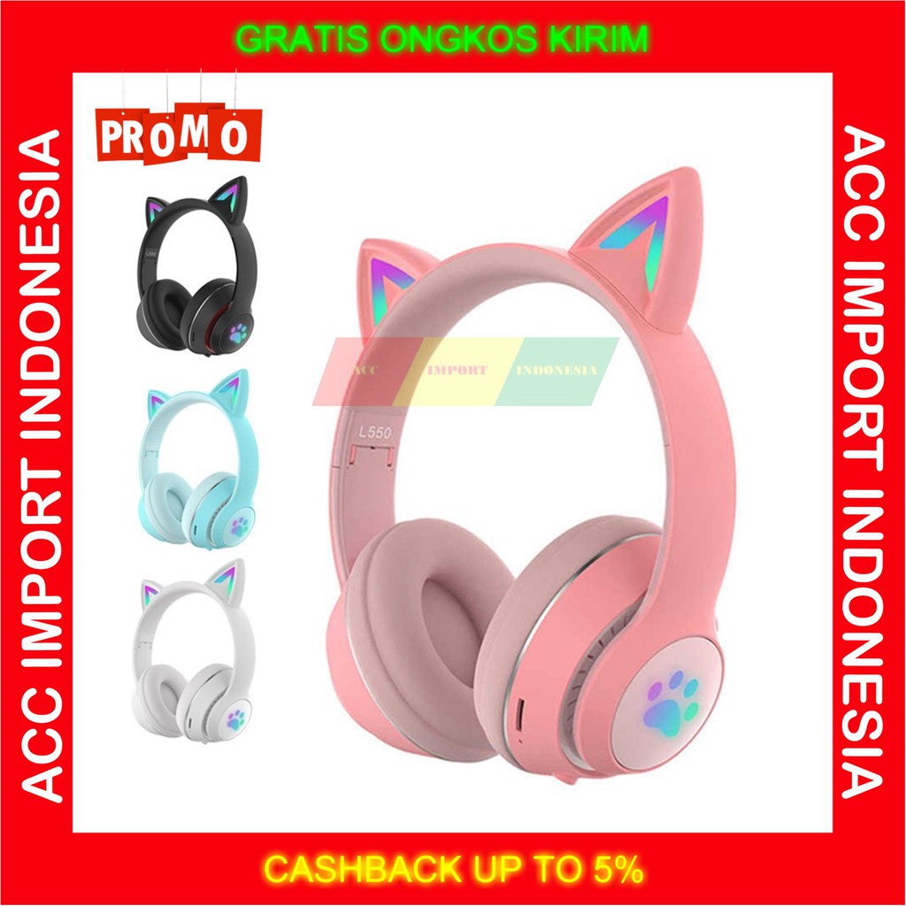 Headphone discount kucing pink