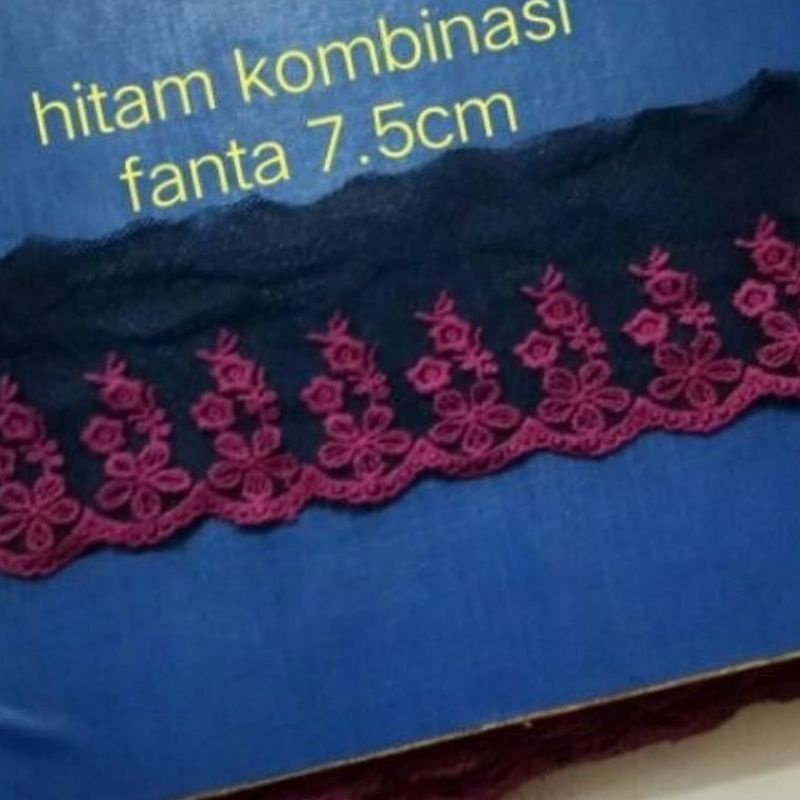 Jual Renda tile/ renda tille / renda Tulle hitam degradasi 10cm, roll ...