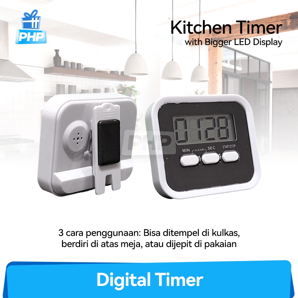 Jual #PHP Digital Kitchen Timer Dapur 115 with Magnet Kulkas & Stand ...