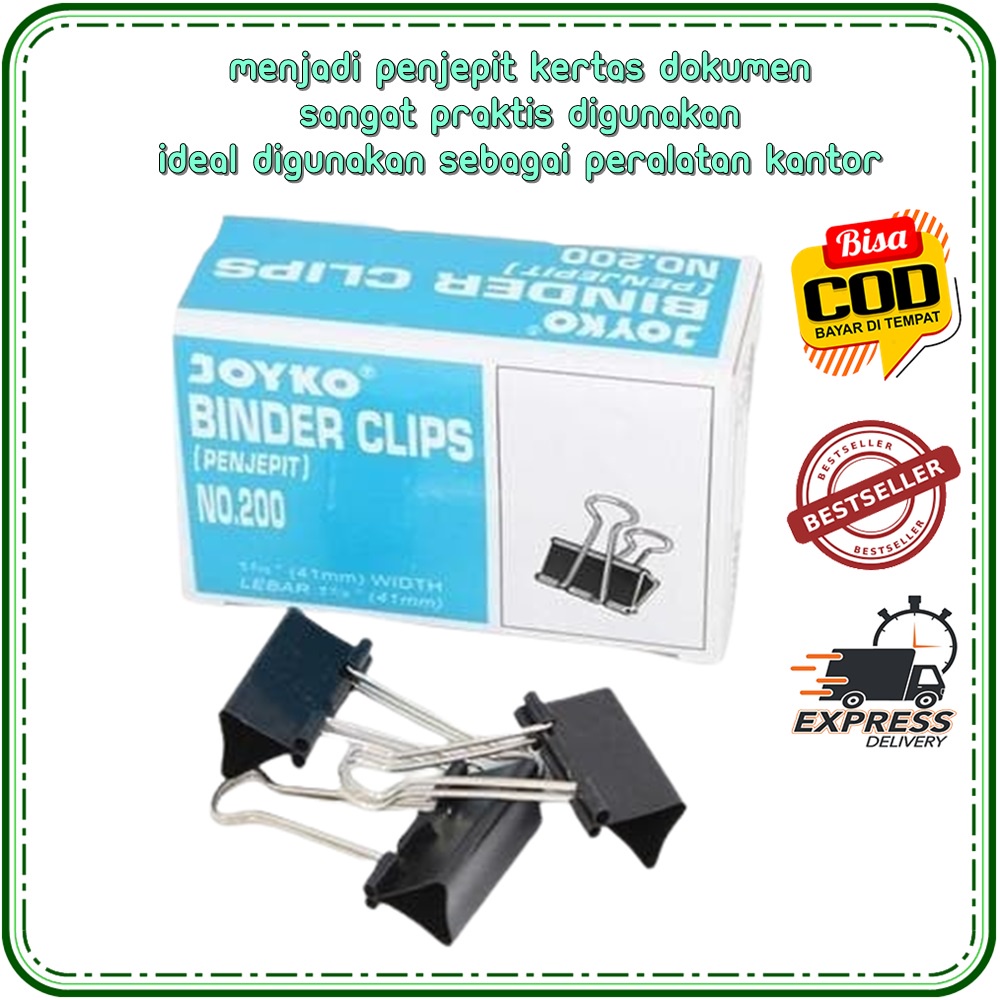 Jual Binder Clip Joyko 200 Penjepit Klip Kertas Dokumen Data File klip ...