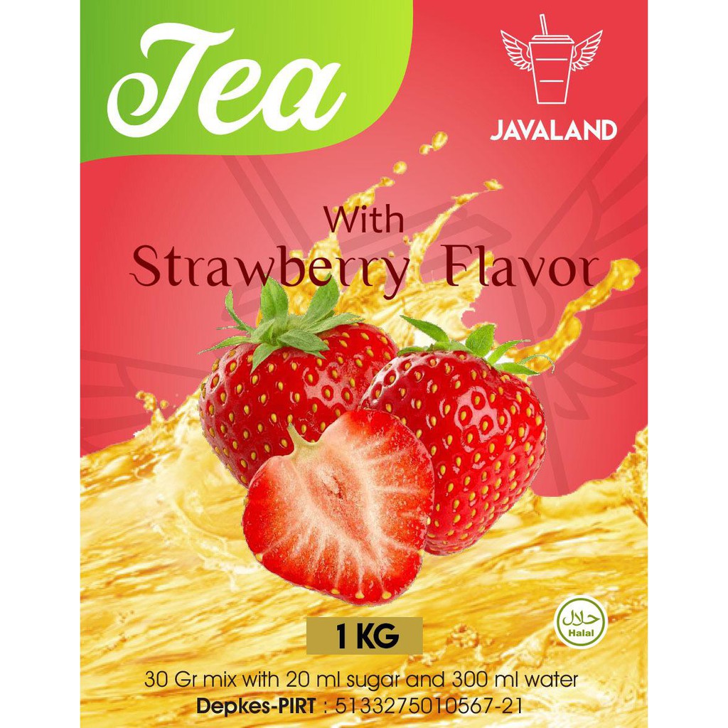 Jual Javaland Bubuk Minuman Rasa Strawberry Tea Teh 1kg Regular Plain Es Teh Bubble 0335