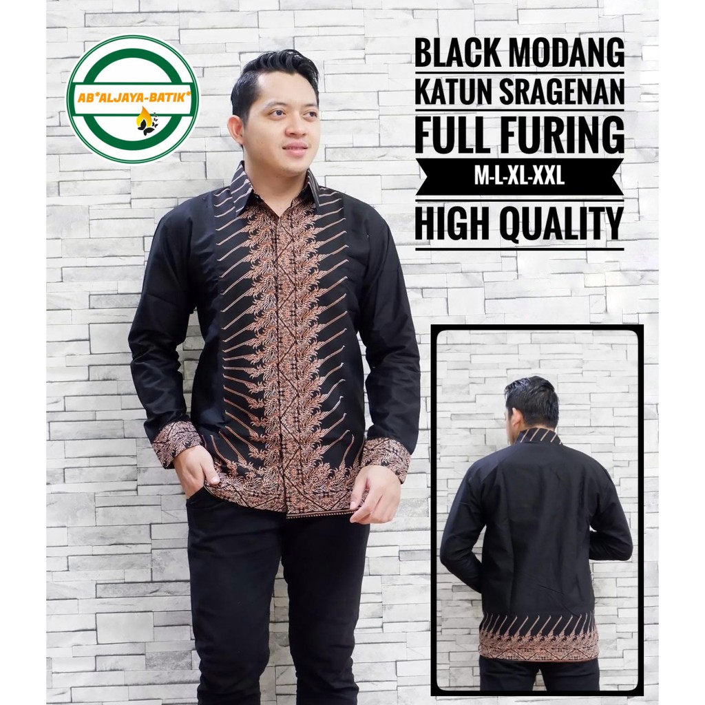 Jual BLACK MODANG HITAM ATASAN KEMEJA BAJU BATIK PRIA PREMIUM LENGAN ...