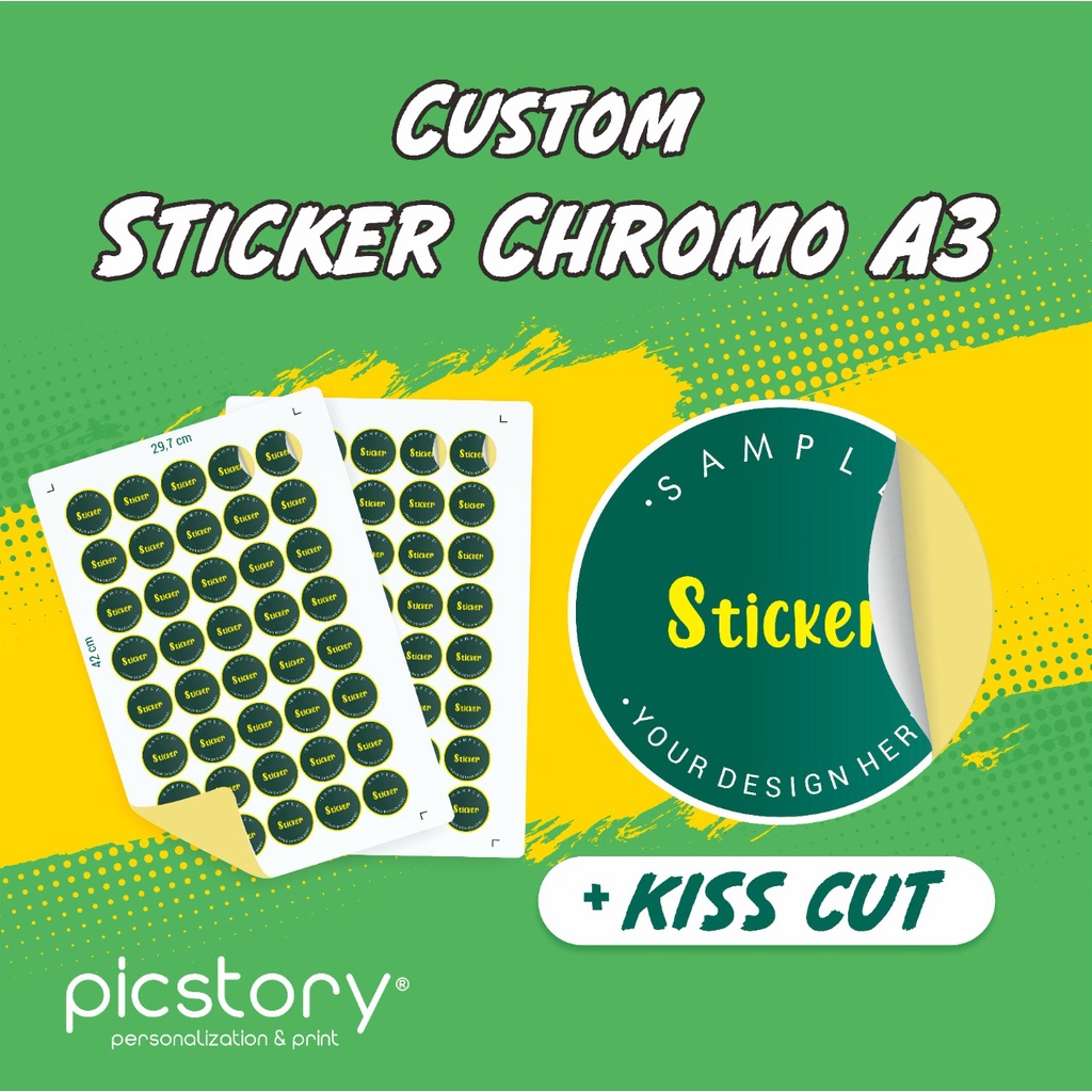 Jual Cetak Custom Stiker Chromo Kiss Cut Sticker Label Makanan