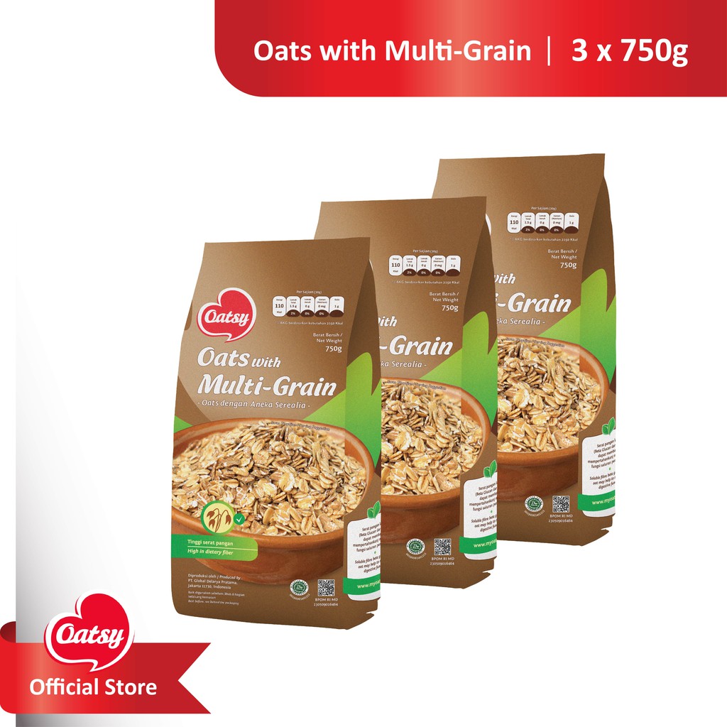 Jual OATSY Oats With Multi Grain 750gr (Triple Pack) | Shopee Indonesia
