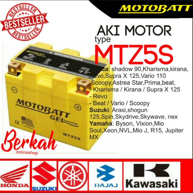 Jual Aki motor honda beat motobatt. 12 v . 4,5 ampere | Shopee Indonesia