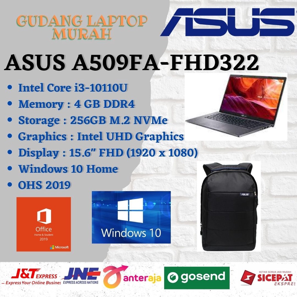 Jual ASUS A509FA FHD321 FHD322 Core i3-10110U 4GB 256GB 15.6