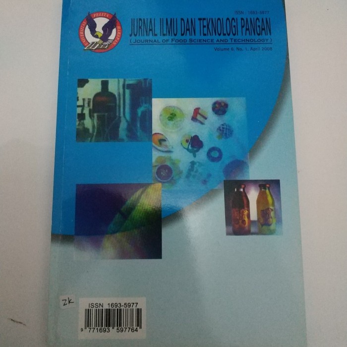 Jual BUKU JURNAL ILMU DAN TEKNOLOGI PANGAN VOLUME 6,NO.1,APRIL 2008 ...